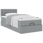 vidaXL Lit ottoman avec matelas gris clair 90x200 cm tissu