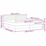 Lit à ressort vidaXL avec matelas et LED bleu foncé 200x200 cm en velours