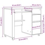 vidaXL Bureau avec roulettes Gris 91 x 50 x 77 cm Bois d'ingénierie