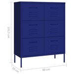 vidaXL Armoire à tiroirs Bleu marine 80x35x101 5 cm Acier