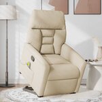 vidaXL Fauteuil inclinable de massage Crème Tissu