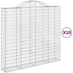 vidaXL Paniers à gabions arqués 10 Pièces 200x50x180/200 cm Fer galvanisé