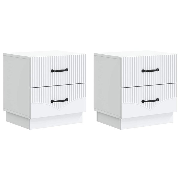 vidaXL Cabinet de chevet avec tiroir 2 Pièces Blanc 43 x 34 5 x 44 5 cm