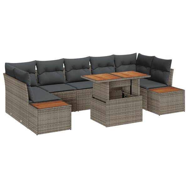 Ensemble de Canapés de Jardin 8 Pièces avec Coussins Gris Poly Rattan vidaXL
