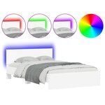 vidaXL Cadre de lit avec tête de lit et LED blanc 120x200 cm