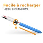 Pack 2 Recharge pour stylo 4 couleurs pointe moyenne 1 mm Rouge BIC