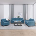 vidaXL Ensemble de canapés 3 Pièces avec coussins bleu velours