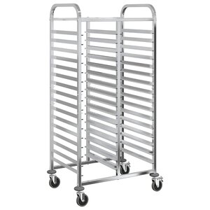 vidaXL Chariot à plateaux 32 bacs GN 75x55x162 5 cm acier inoxydable
