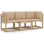 vidaXL Canapé de jardin 3 places avec coussins beige