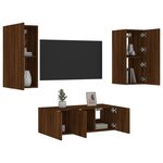 vidaXL Unités murales TV avec LED 4 Pièces chêne marron bois d'ingénierie