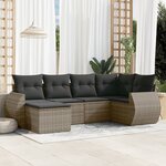 vidaXL Salon de jardin 6 Pièces avec coussins gris résine tressée