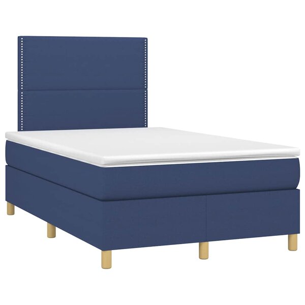 vidaXL Sommier à lattes de lit avec matelas bleu 120x190 cm tissu