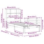 vidaXL Lit bibliothèque sans matelas 90x190 cm bois de pin massif