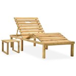 vidaXL Chaise longue de jardin avec table et coussin Pin imprégné