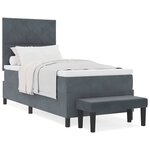 vidaXL Lit à ressorts avec matelas Gris foncé 90 x 190 cm Velours