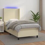 vidaXL Sommier à lattes de lit matelas LED Crème 80x200cm Similicuir