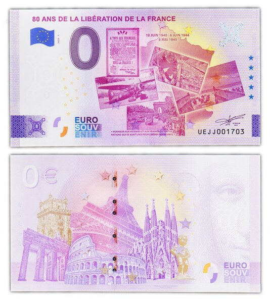 Billet de Collection 0 Euro souvenir 2024 - 80 ANS DE LA LIBERATION DE LA FRANCE - France - Neuf