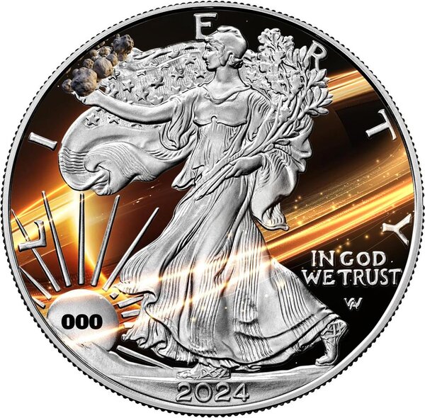 Pièce de monnaie en Argent 1 Dollar g 31.1 (1 oz) Millésime 2024 Planets of the Solar System SATURN LIBERTY