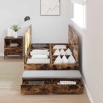 vidaXL Cadre de lit avec rangement Chêne fumé 90 cm Bois d'ingénierie