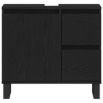 vidaXL Meuble Sous Lavabo Chêne noir 65 x 33 x 60 cm Bois d'ingénierie