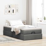 vidaXL Cadre de lit ottoman avec matelas gris foncé 80x200 cm tissu