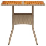 vidaXL Table de jardin beige 80x80x75 cm résine tressée et bois acacia