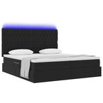 vidaXL Lit de rangement LED avec matelas Noir 200 x 200 cm Velours