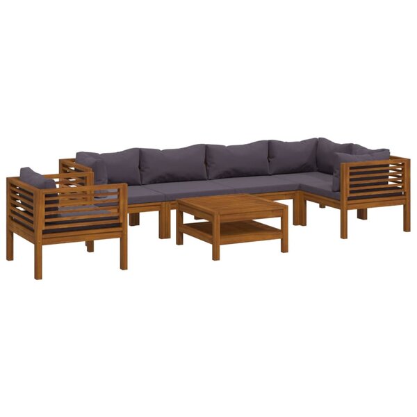 vidaXL Salon de jardin 7 Pièces avec coussin Bois d'acacia solide