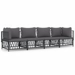 vidaXL Salon de jardin avec coussins 4 Pièces anthracite acier