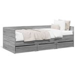 vidaXL Lit de jour avec tiroirs sans matelas sonoma gris 90x200 cm