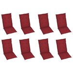 vidaXL Chaises inclinables de jardin et coussins lot de 8 Teck solide