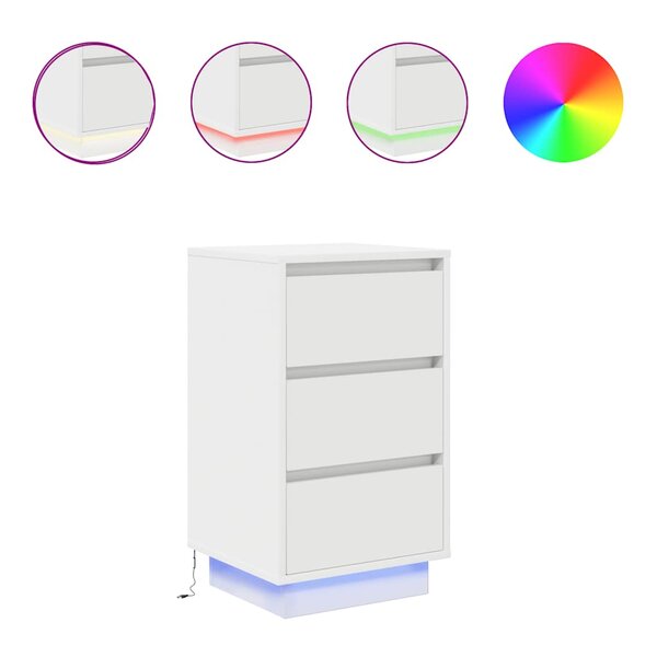 vidaXL Table de chevet avec lumières LED blanc 38x34x65 cm