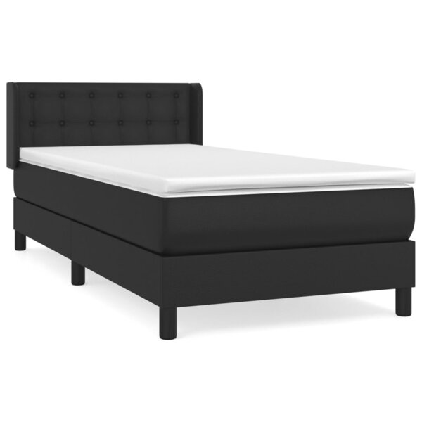 vidaXL Sommier à lattes de lit avec matelas Noir 90x190 cm Similicuir