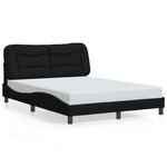 vidaXL Cadre de lit avec LED sans matelas Hvar noir 140x190 cm tissu