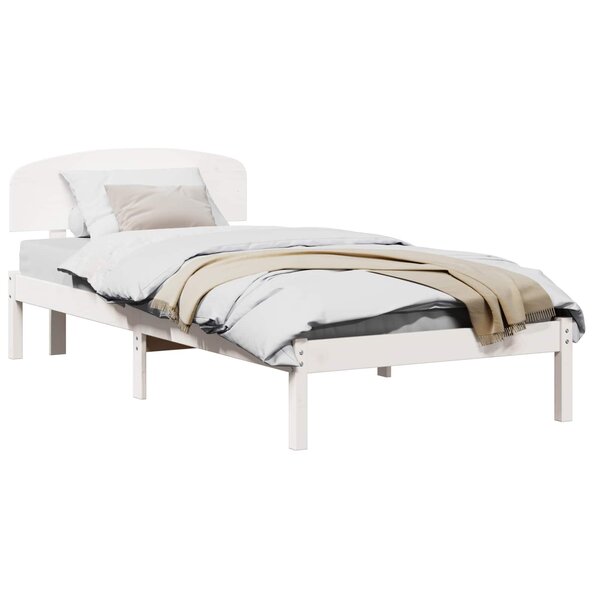 vidaXL Cadre de lit avec tête de lit Blanc 100 x 200 cm Pin massif