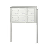 Bloc collectif leabox.com 3x2 grade 3 simple face Extérieur fixation sur pieds à sceller Blanc pur RAL 9010 finition brillante