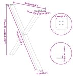vidaXL Pieds de table à manger en forme de X  2 pièces  acier naturel  90 x (72-73) cm