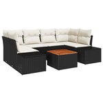 vidaXL Ensemble de Canapés de Jardin 7 Pièces Noir  blanc 55 x 55 x 37 cm
