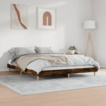 vidaXL Cadre de lit sans matelas chêne fumé 200x200 cm bois ingénierie