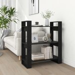 vidaXL Bibliothèque/Séparateur de pièce Noir 80x35x91 cm Pin solide