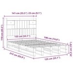 vidaXL Lit bibliothèque sans matelas blanc 135x190 cm bois pin massif