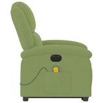 vidaXL Fauteuil inclinable de massage électrique vert clair velours