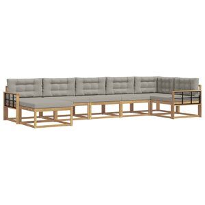 vidaXL Ensemble de canapés d'extérieur 7 Pièces Blanc et gris clair