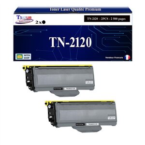 2 Toners compatibles avec Brother TN2120 pour Brother DCP-7030 DCP-7040 DCP-7045N DCP-7048W - 2 600 pages - T3AZUR