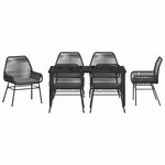 vidaXL Ensemble de salle à manger pour jardin 7 Pièces Noir polyrotin