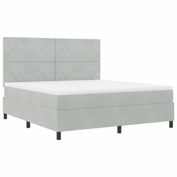vidaXL Lit à ressorts avec matelas Gris clair 180 x 200 cm Velours