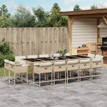 vidaXL Ensemble à manger de jardin et coussins 15 Pièces beige