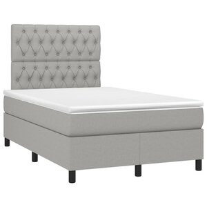 vidaXL Sommier à lattes de lit et matelas gris clair 120x190 cm tissu