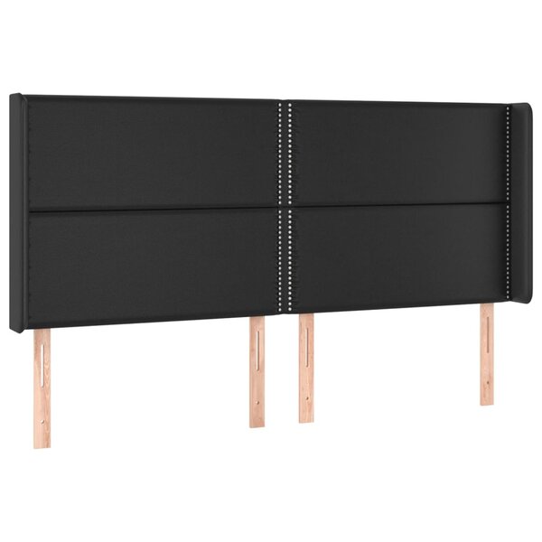 vidaXL Tête de lit avec oreilles Noir 183x16x118/128 cm Similicuir