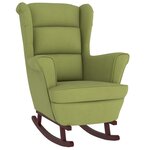 vidaXL Fauteuil à bascule et pieds en bois d'hévéa Vert clair Velours